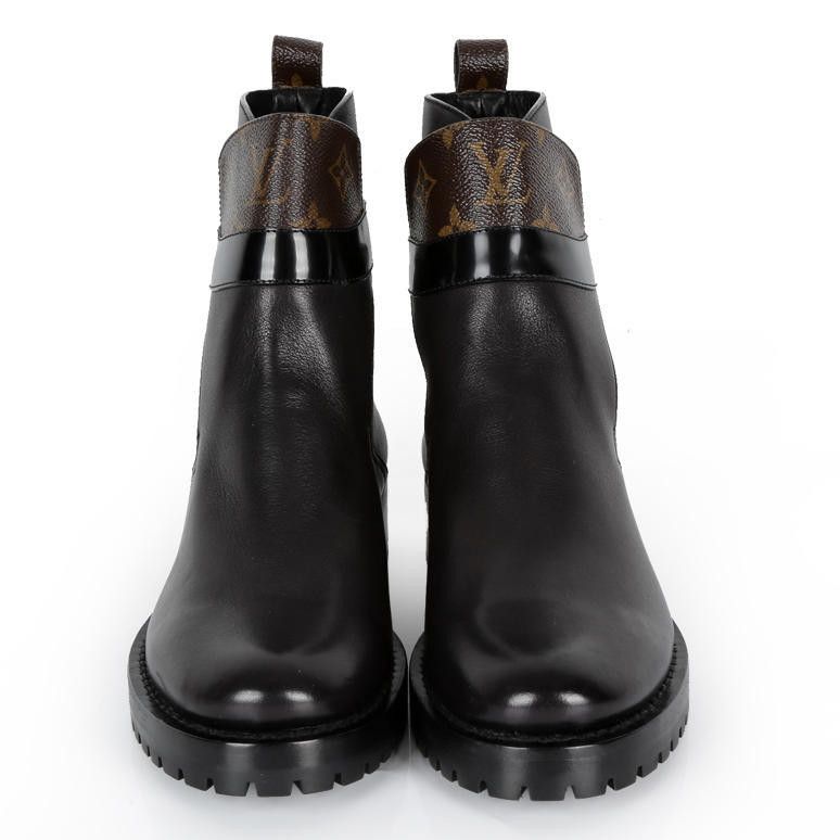 Louis Vuitton Louis Vuitton Black Leather Ankle Boots with Metal Buckle 0079 Size US 6.5 / EU 39-40 - 1 Thumbnail