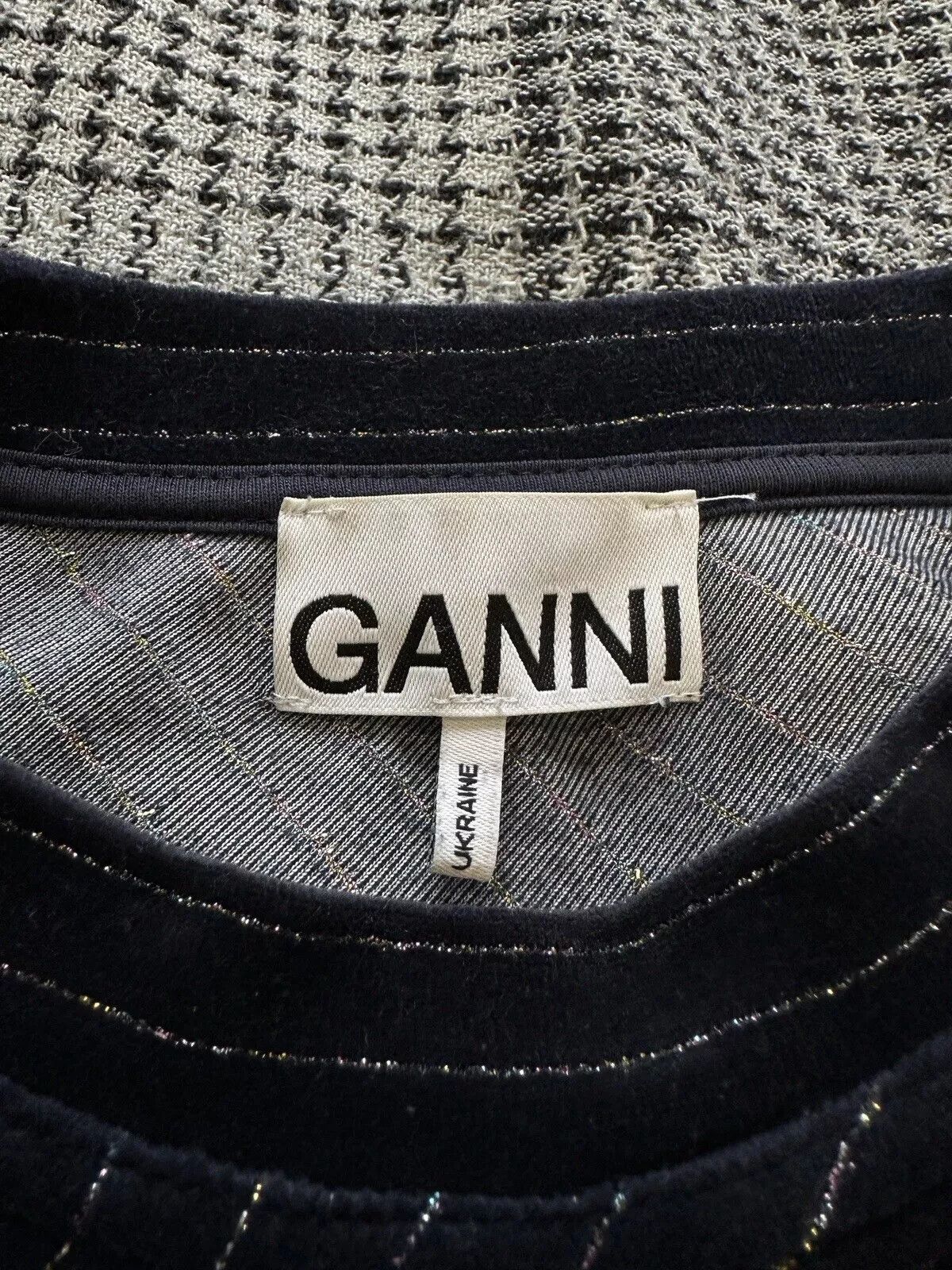 Ganni GANNI Velvet Sequins Pinstriped Metallic Top Longsleeve Size XS / US 0-2 / IT 36-38 - 10 Thumbnail