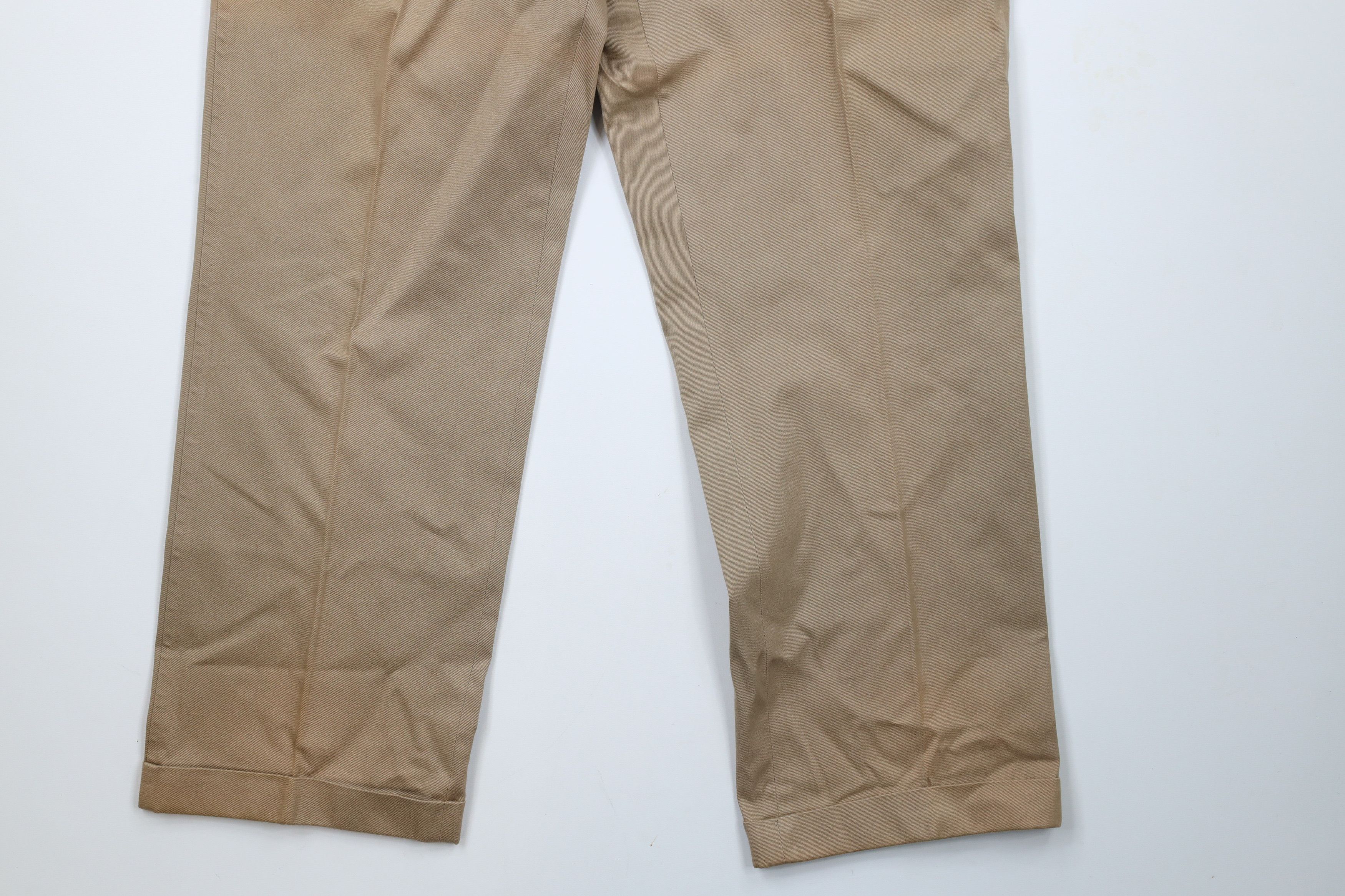 Lands' End × Vintage Vintage 90s Lands End Cotton Pleated Cuffed Chino Pants USA Size US 36 / EU 52 - 4 Thumbnail