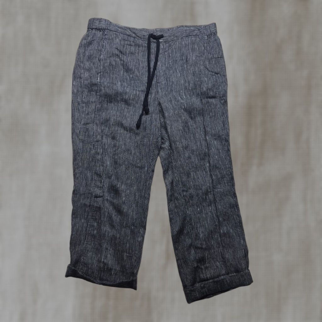Coldwater Creek Coldwater Creek Pants Cropped Wide-Leg Black Women Adult PL Petite Linen Blend Pockets 90s Bohemian Size 36" / US 14 / IT 50 - 1 Thumbnail
