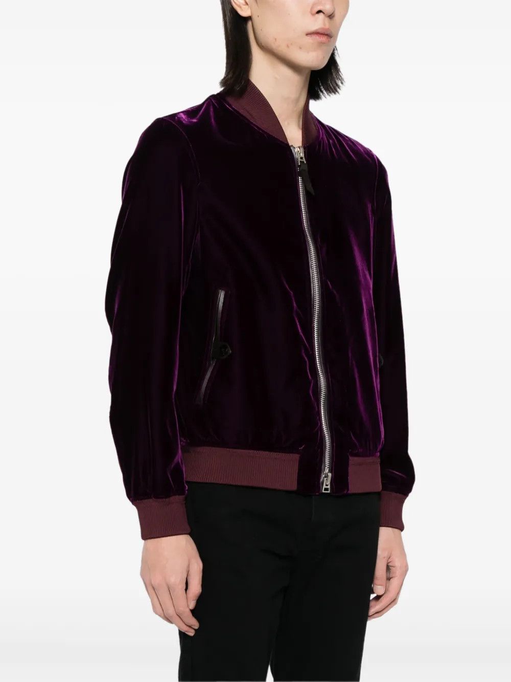 Tom Ford o1w1db10425 OBS038 Velvet Bomber Jacket in Purple Size US L / EU 52-54 / 3 - 2 Thumbnail