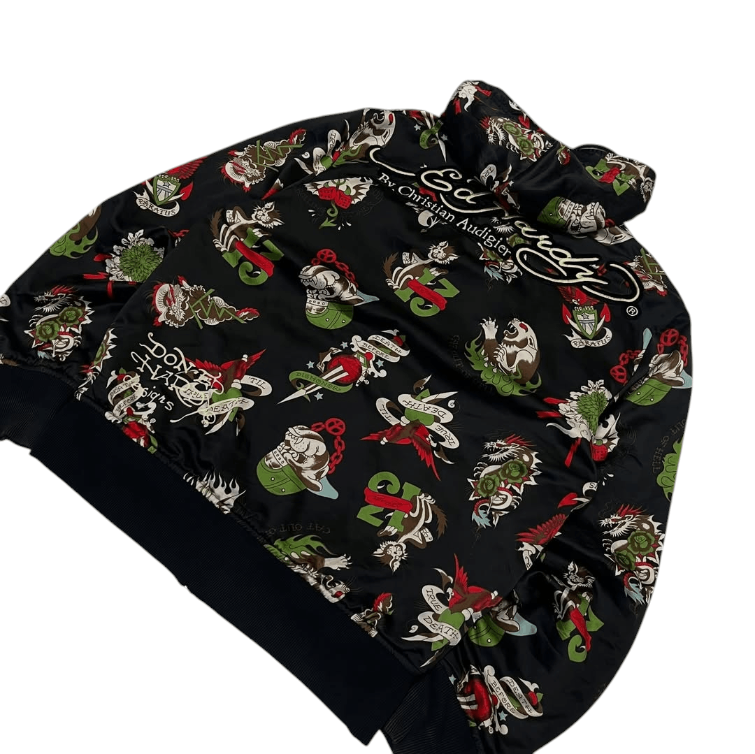 Christian Audigier × Ed Hardy Rare 🔥 ED HARDY ' Do Or Die ' Embroidery Reversible Jacket Size US L / EU 52-54 / 3 - 5 Thumbnail