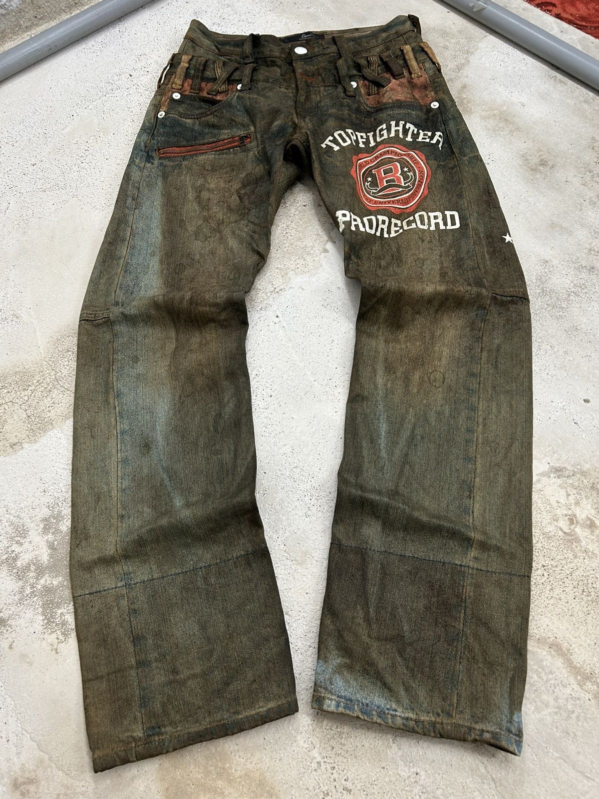 20471120 Vintage Dominate Japan Double Waist Mud Washed Dirty Wording Size US 30 / EU 46 - 2 Thumbnail