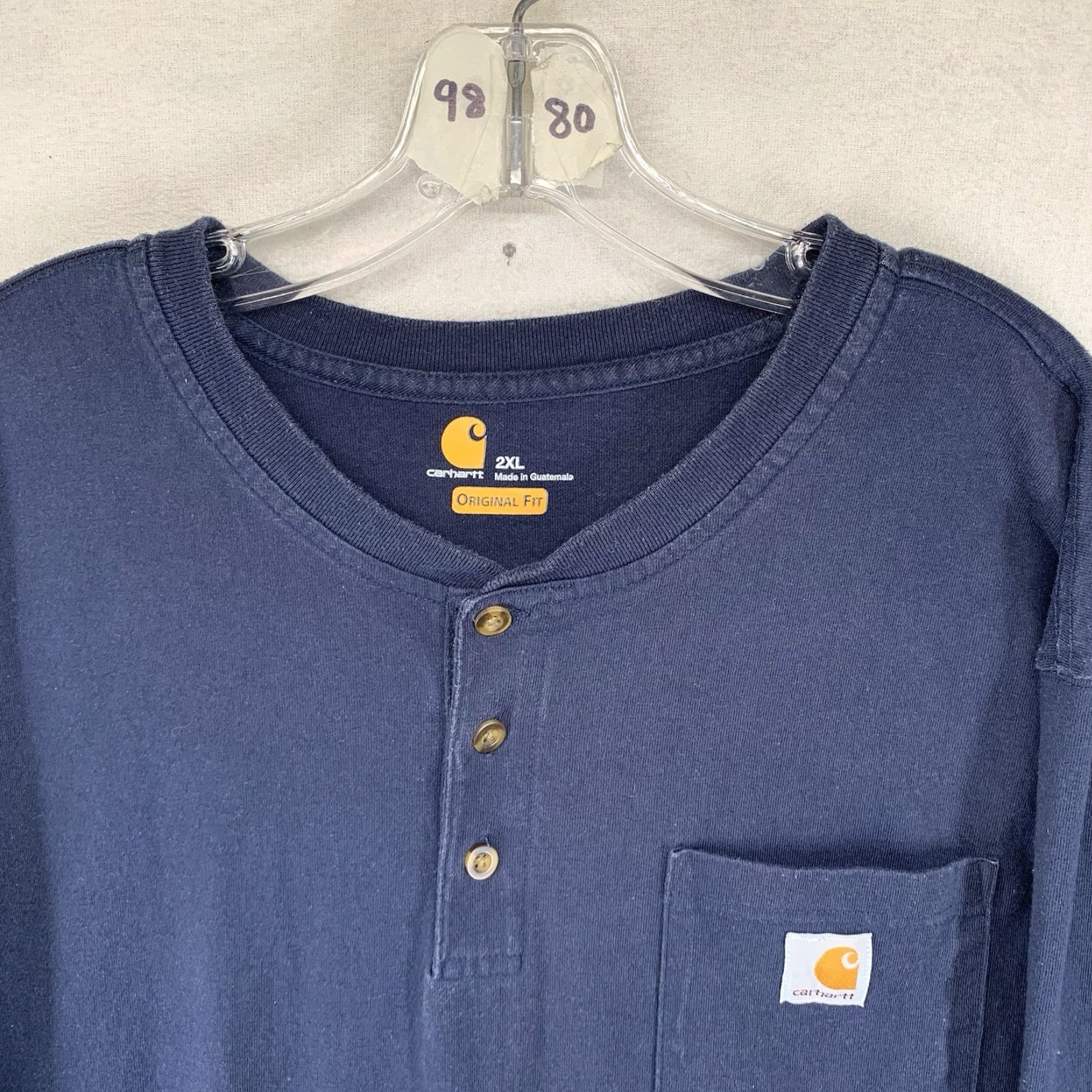 Carhartt Carhartt Mens Navy 2XL Long Sleeve Henley T-Shirt Original Fit All Cotton Size US XXL / EU 58 / 5 - 6 Thumbnail