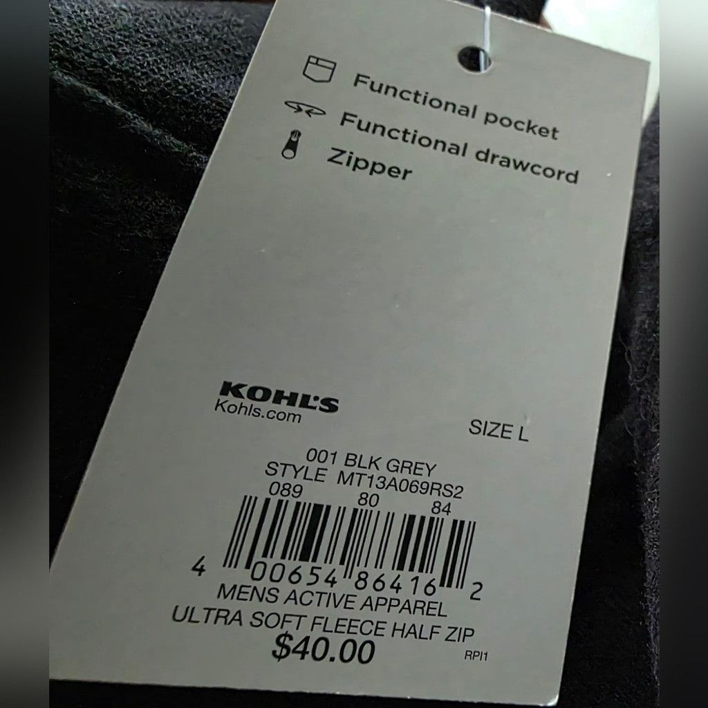 Tek Gear Tek Gear Black and Gray Hoodie with Front Pocket NWT Size US L / EU 52-54 / 3 - 7 Thumbnail