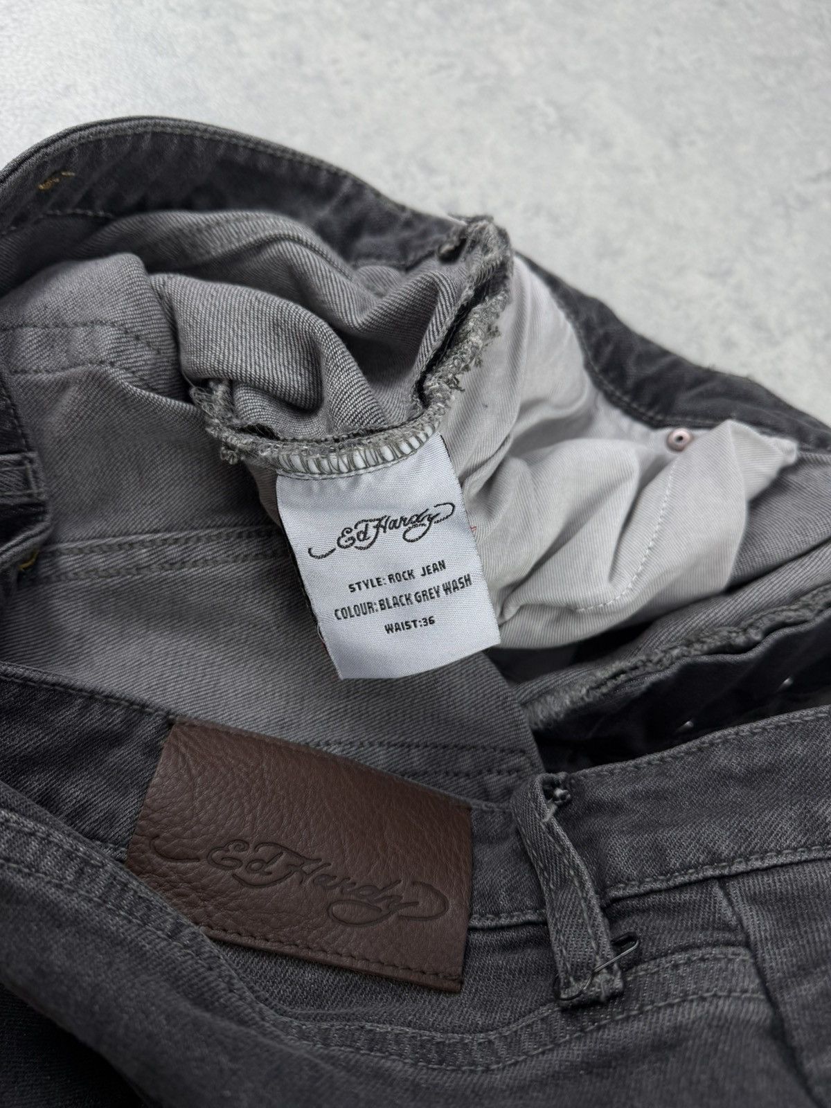 Ed Hardy Ed Hardy Rock Black Grey Wash Jeans Waist 36 Slim Fit Size US 36 / EU 52 - 11 Thumbnail