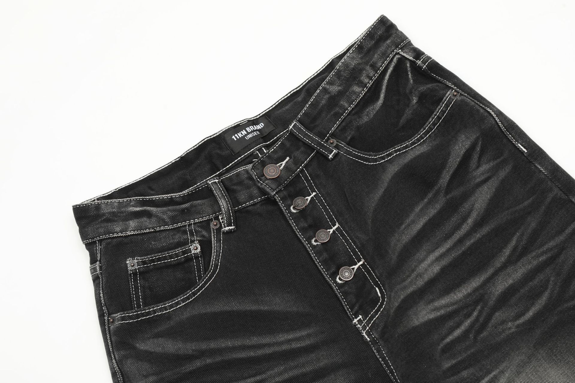 Japanese Brand × Jean Retro high street cracked versatile Cleanfit flared jeans Size US 32 / EU 48 - 3 Thumbnail