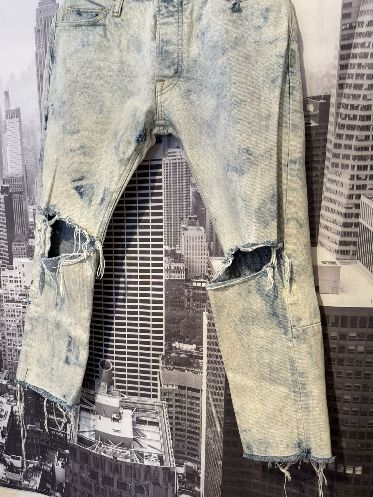 Fear of God 🔥Fear of God Blue Selvedge Inverted Holy Water Jeans SZ 32 Size US 32 / EU 48 - 2 Thumbnail