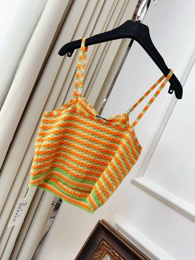 Chanel Chanel 24a orange and green cashmere striped vest Size XXS / US 00 / IT 34 - 2 Thumbnail