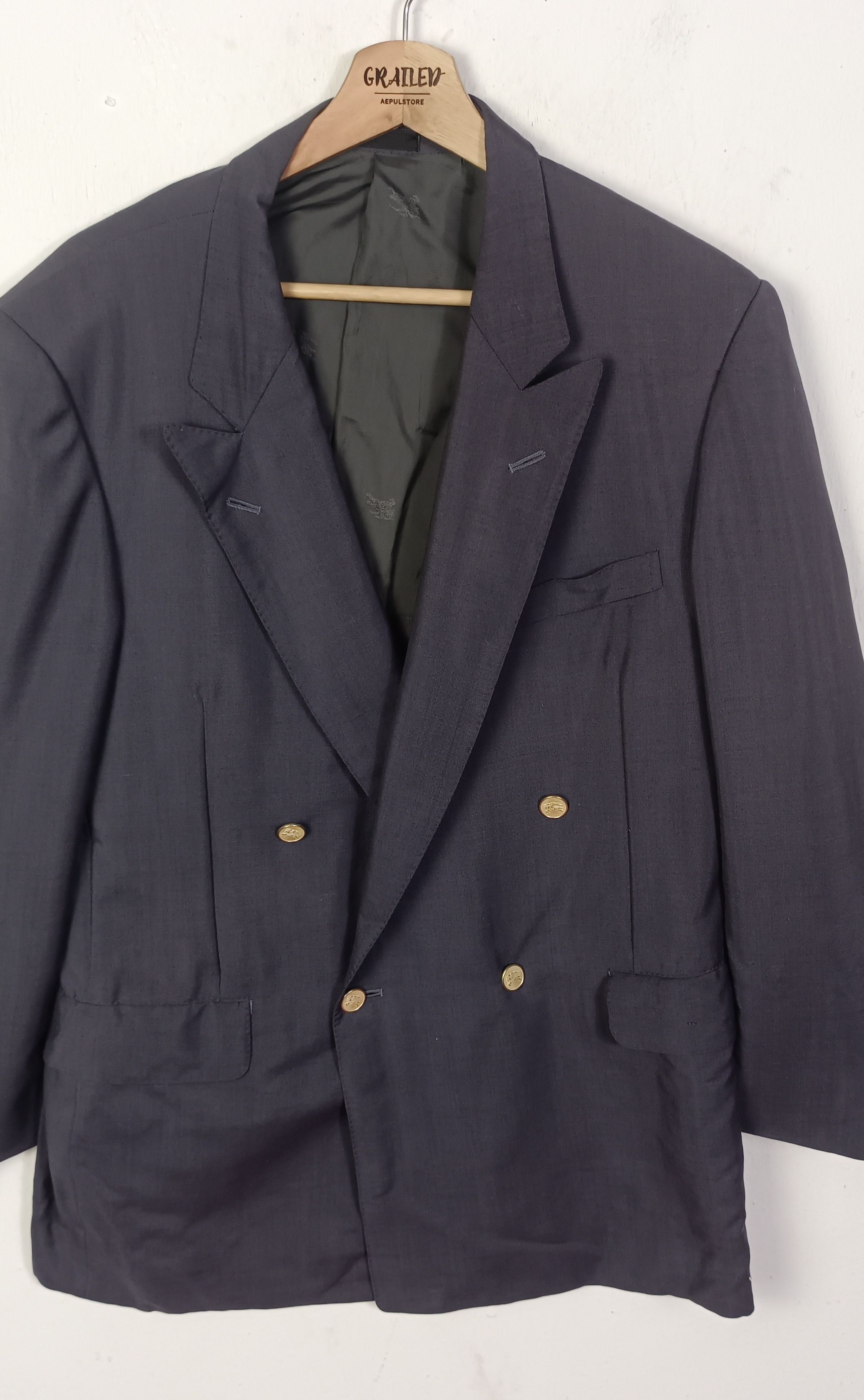 Burberry × Vintage Burberry Vintage Woll Tailored Double Breasted Blazer Size US L / EU 52-54 / 3 - 4 Thumbnail