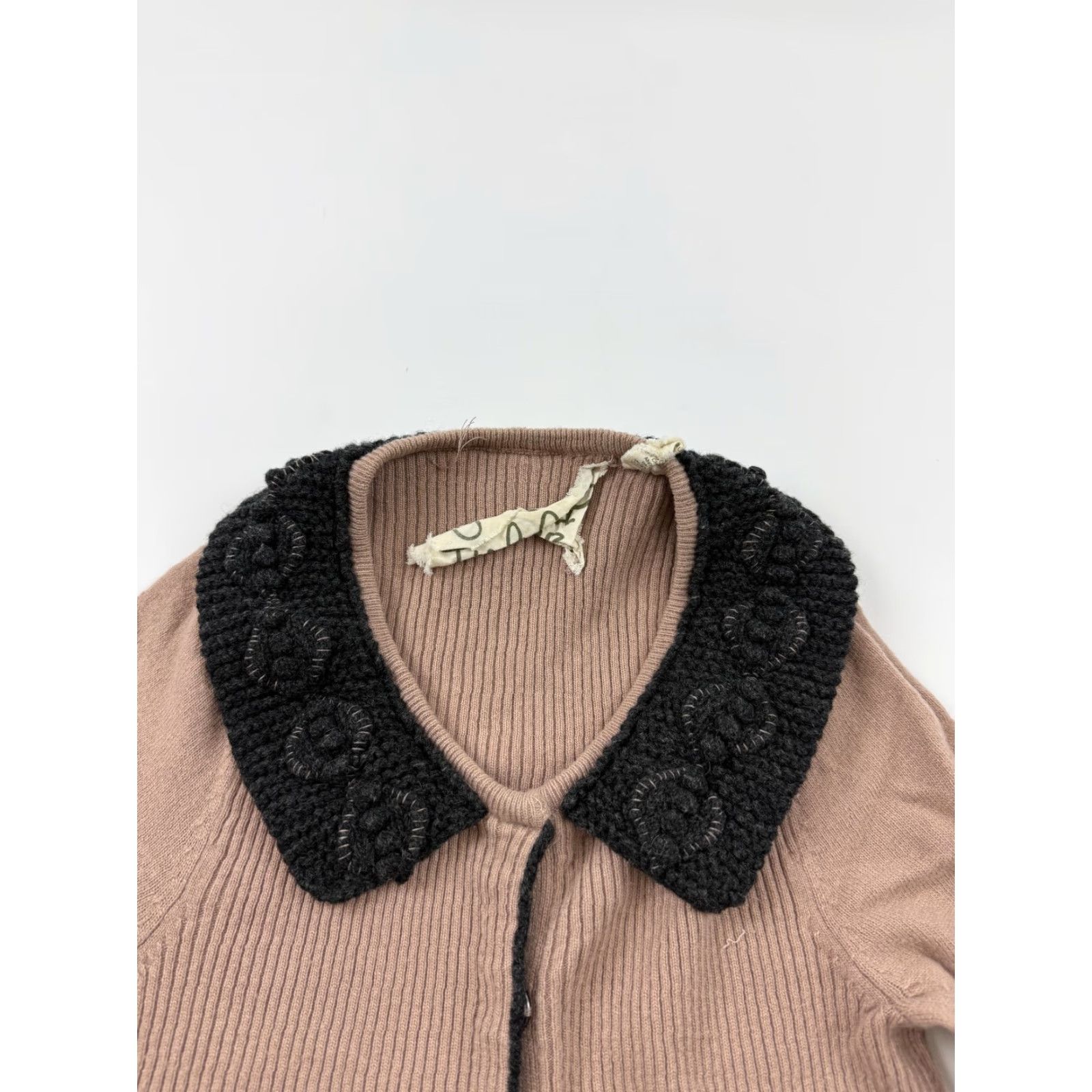 Pinko Field of Flower Cardigan Womens Small Pink Open Front Pockets Collared Knit Wool Viscose Nylon Cotton Angora Cashmere Holiday Fall Women Size S / US 4 / IT 40 - 4 Thumbnail