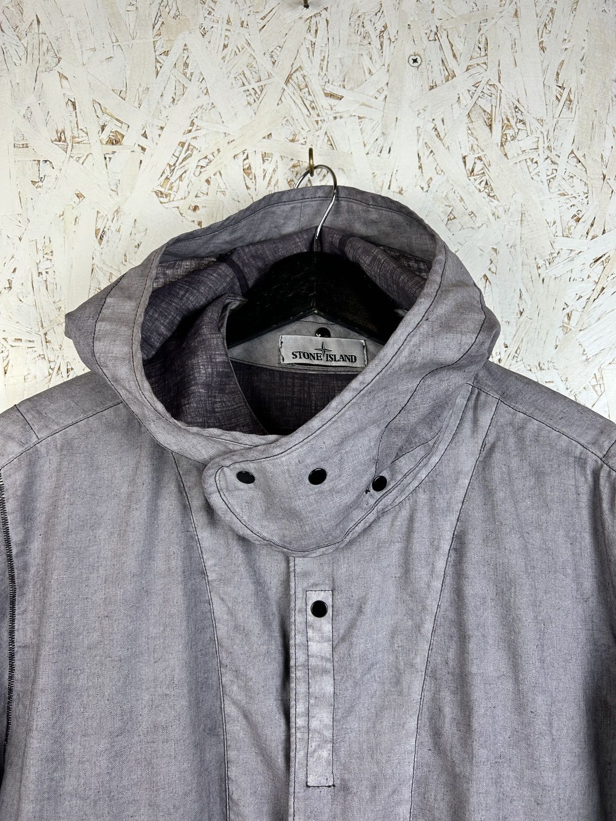 Stone Island Stone Island Lino Resinato-TC Hooded Jacket Grey Size L Size US L / EU 52-54 / 3 - 2 Thumbnail