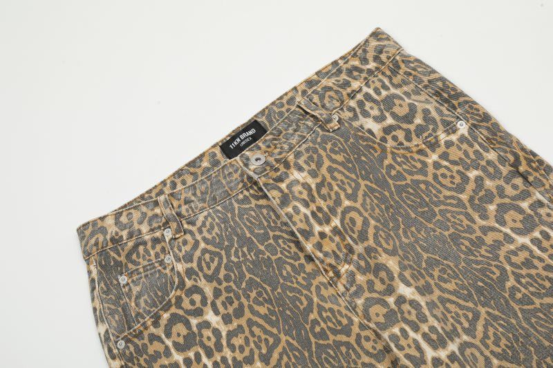 Japanese Brand × Jean American leopard retro street casual loose men's jeans Size US 32 / EU 48 - 4 Thumbnail