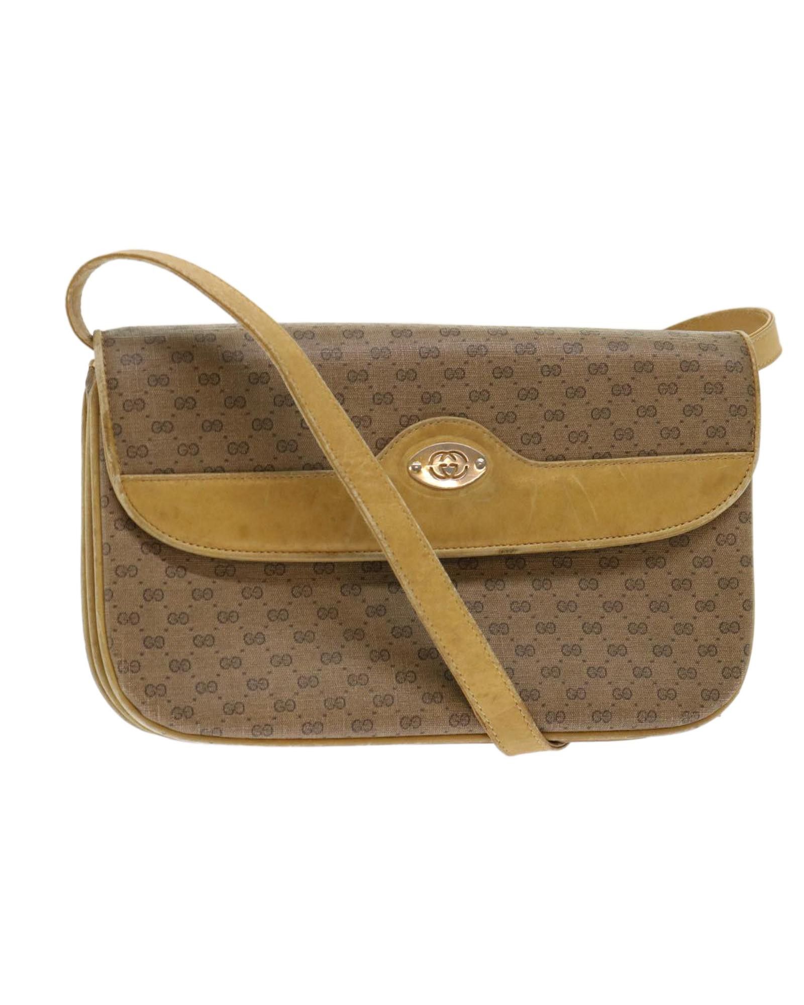 image of Gucci Micro GG Canvas Shoulder Bag Beige, Women's