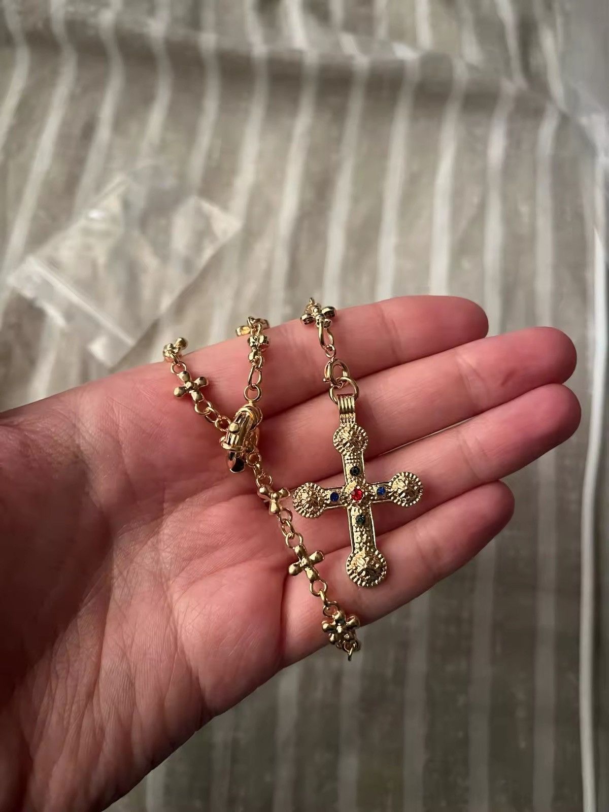 Japanese Brand × Vintage Zircon Cross Pendant Necklace Size ONE SIZE - 6 Thumbnail