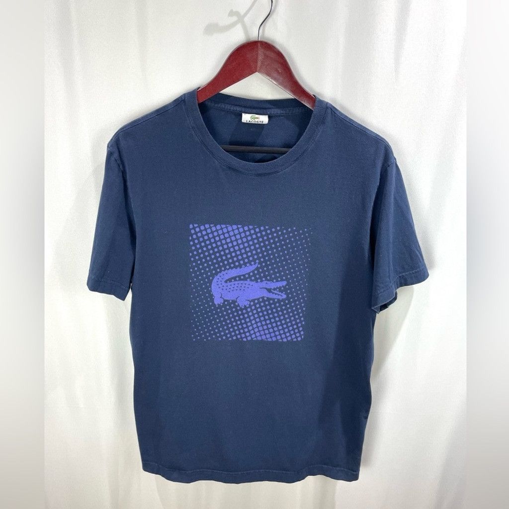 Lacoste Lacoste Sport Croc Print Navy Cotton Crewneck T Shirt Size 6 Size US XL / EU 56 / 4 - 2 Thumbnail