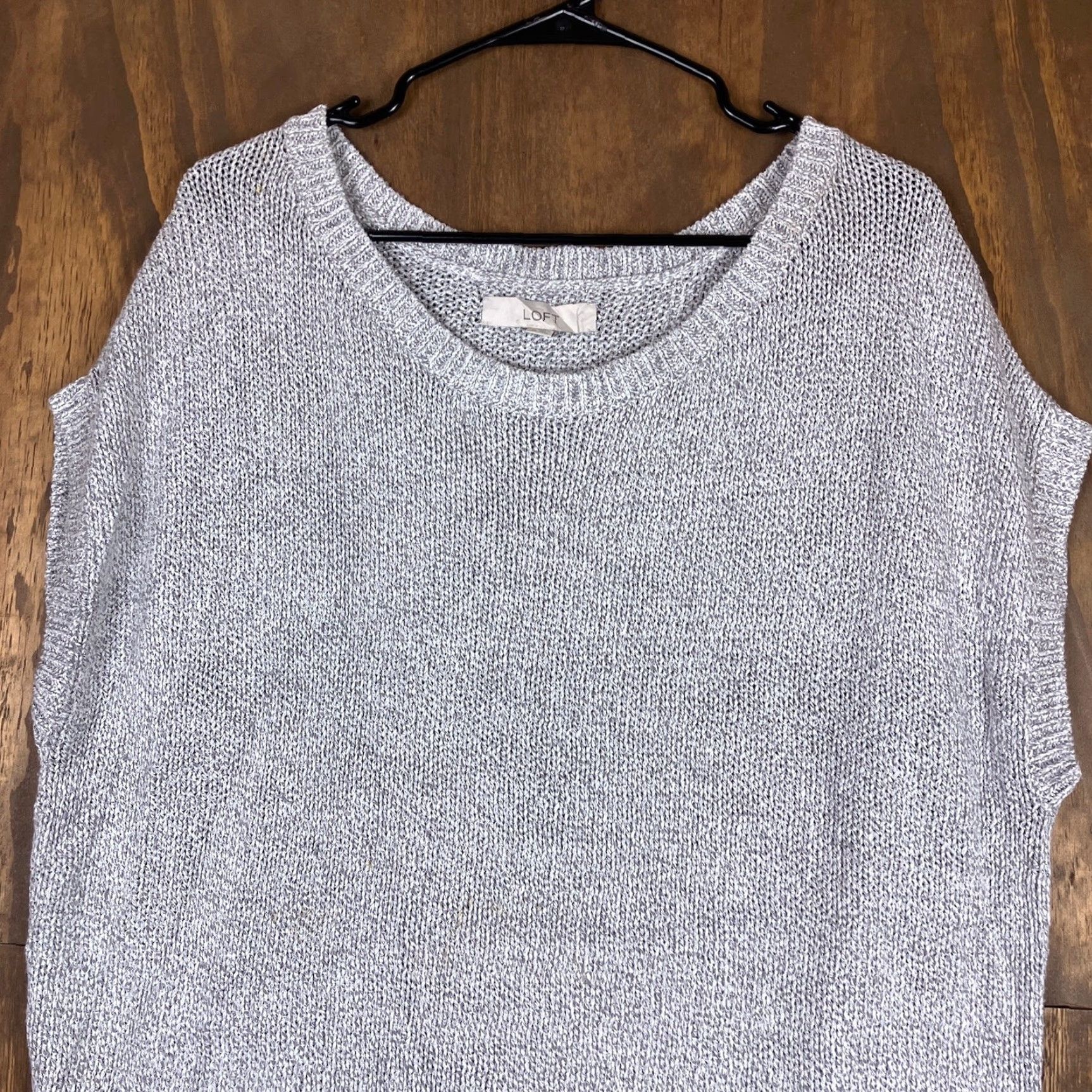 Ann Taylor VINTAGE Ann Taylor LOFT Women Sweater Gray Metallic Sleeveless Knit Boat Neck Stretch XL Size XL / US 12-14 / IT 48-50 - 2 Thumbnail