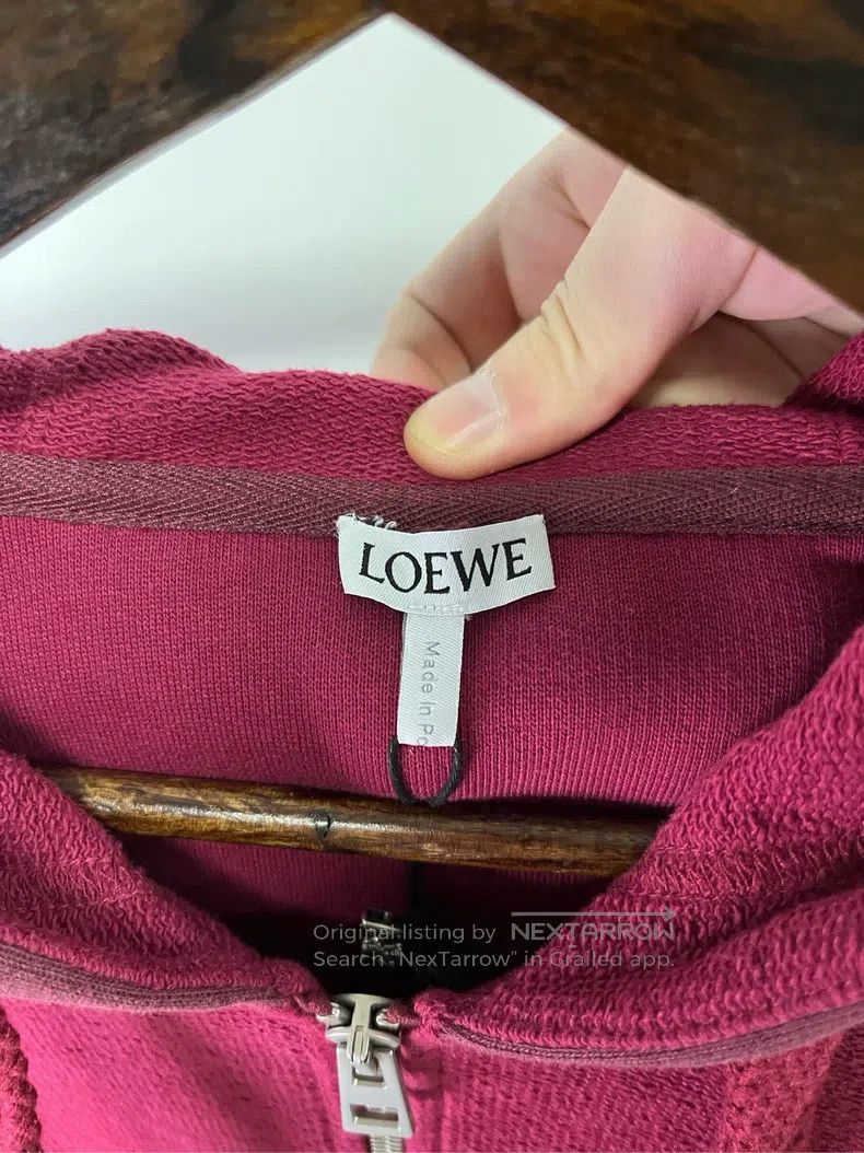 Loewe Loewe Wine red hem embroidered zip-up hoodie Size US S / EU 44-46 / 1 - 3 Thumbnail