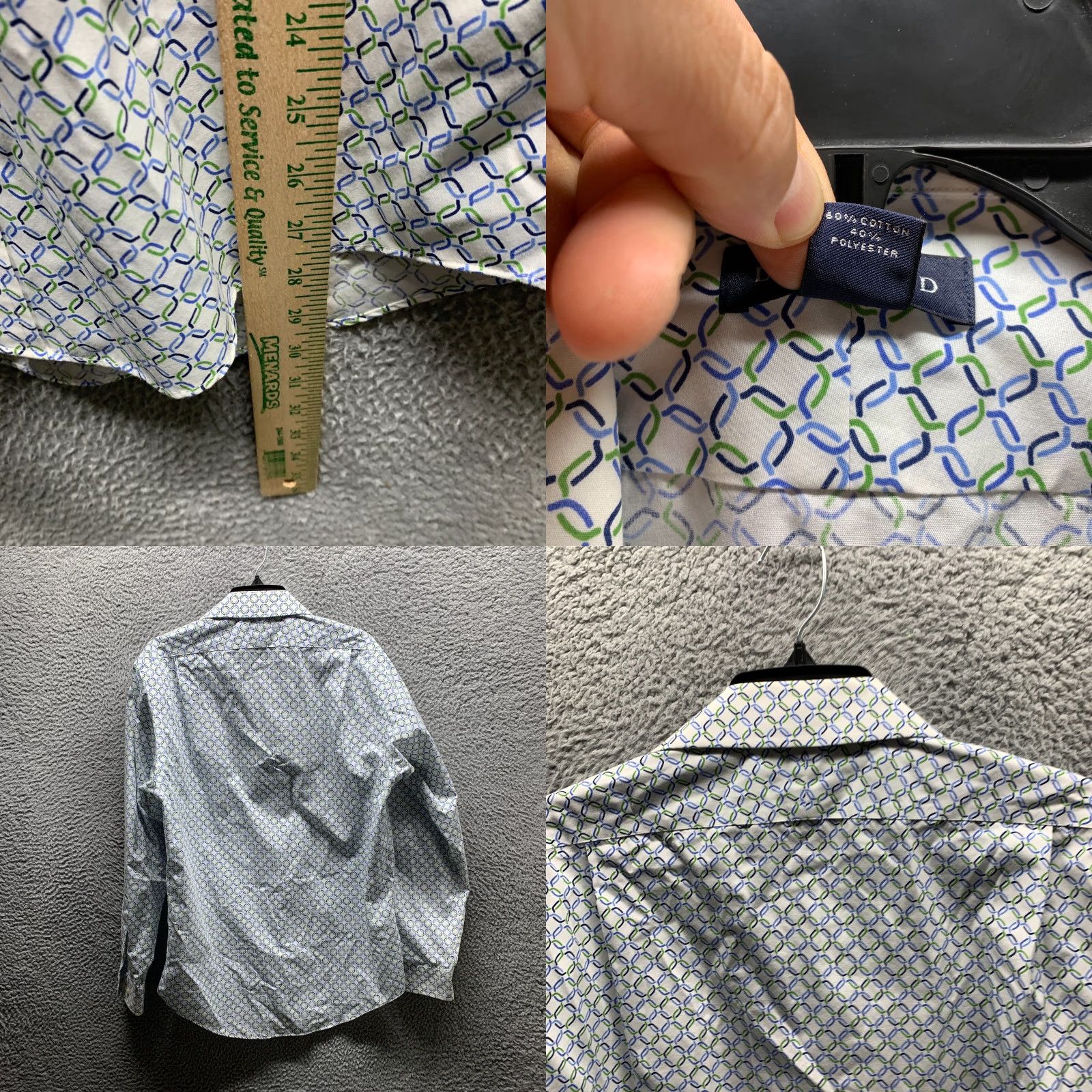 Lands' End VINTAGE Lands' End Shirt Mens Button-Up Collar Diamond Argyle 15.5 Medium White Cotton Long Sleeve Size US L / EU 52-54 / 3 - 9 Thumbnail