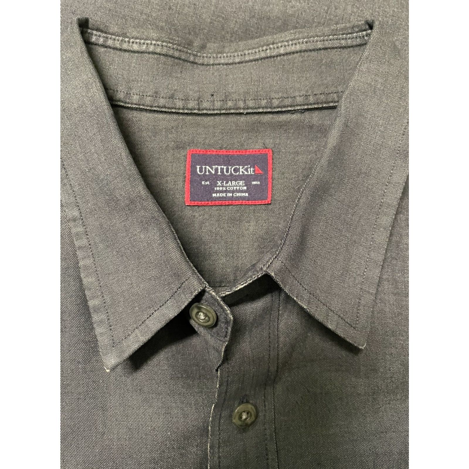 UNTUCKit UNTUCKit Button-Up Shirt Long Sleeve 100% Cotton Mens XL Gray(Button-Down) Size US XL / EU 56 / 4 - 6 Thumbnail