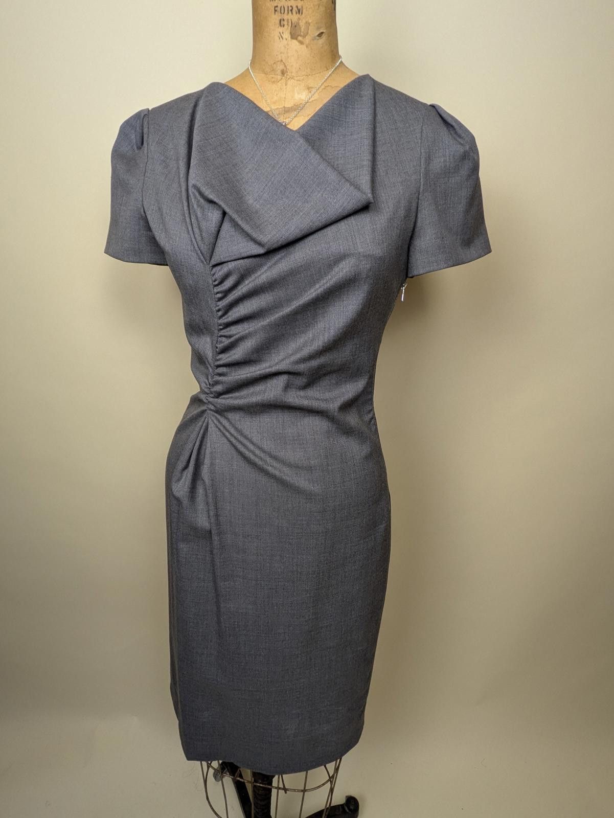 Moschino y2k moschino grey wool gathered dress Size S / US 4 / IT 40 - 1 Thumbnail