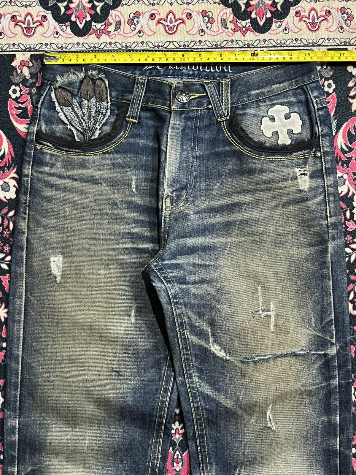 Affliction Japanese Be Ambition White Cross “Ambition” Slogan Jeans Size US 30 / EU 46 - 15 Thumbnail