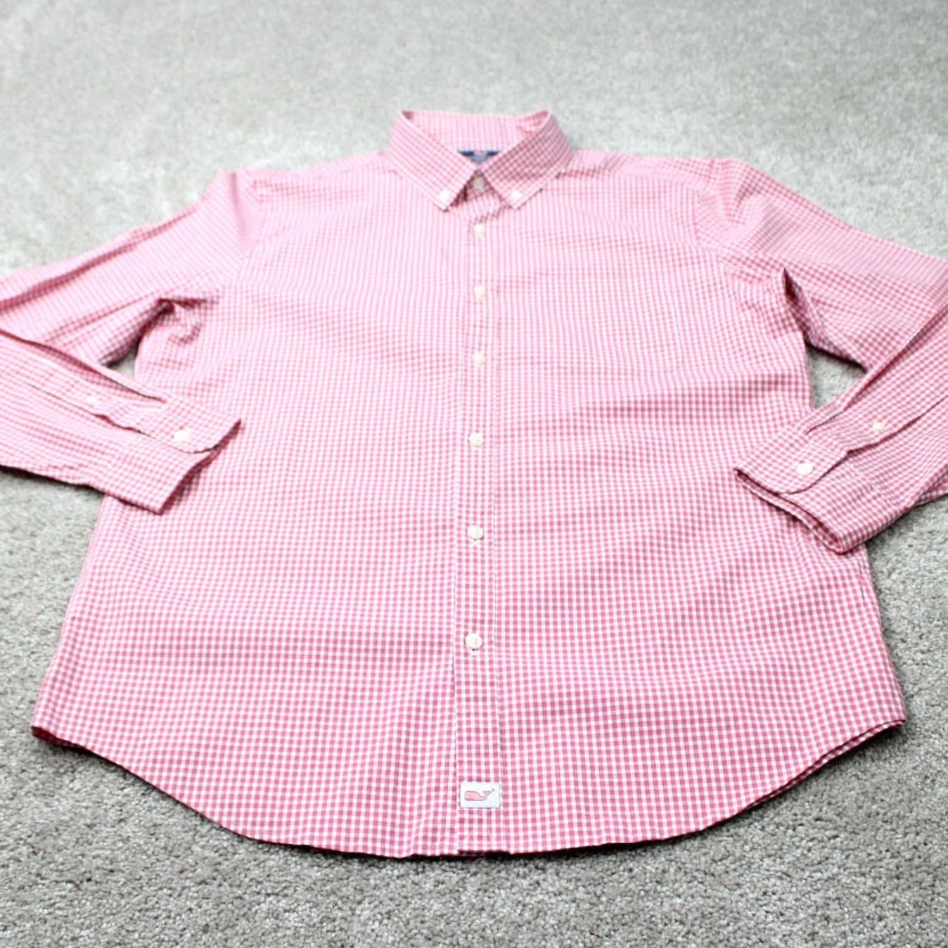 Vineyard Vines Vineyard Vines Murray Shirt Mens Large Red/White Gingham Slim Fit L/S Button-Up Shirt Size US L / EU 52-54 / 3 - 3 Thumbnail