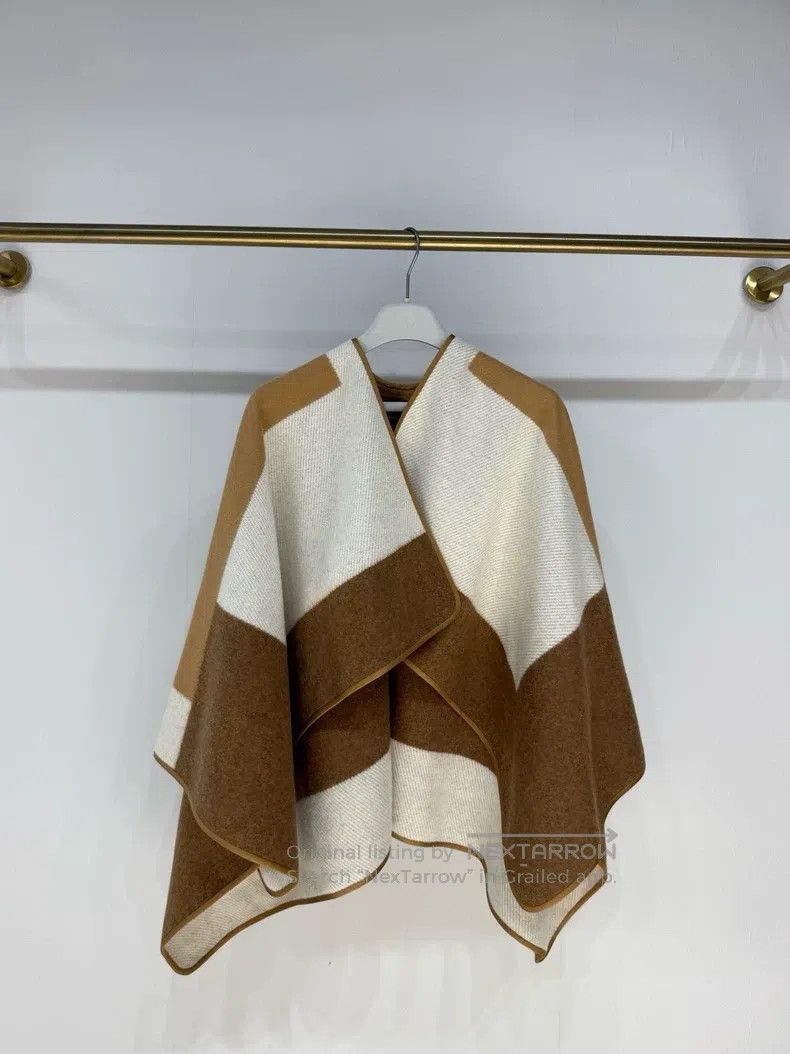 Hermes Color-blocked Cashmere Cloak Shawl