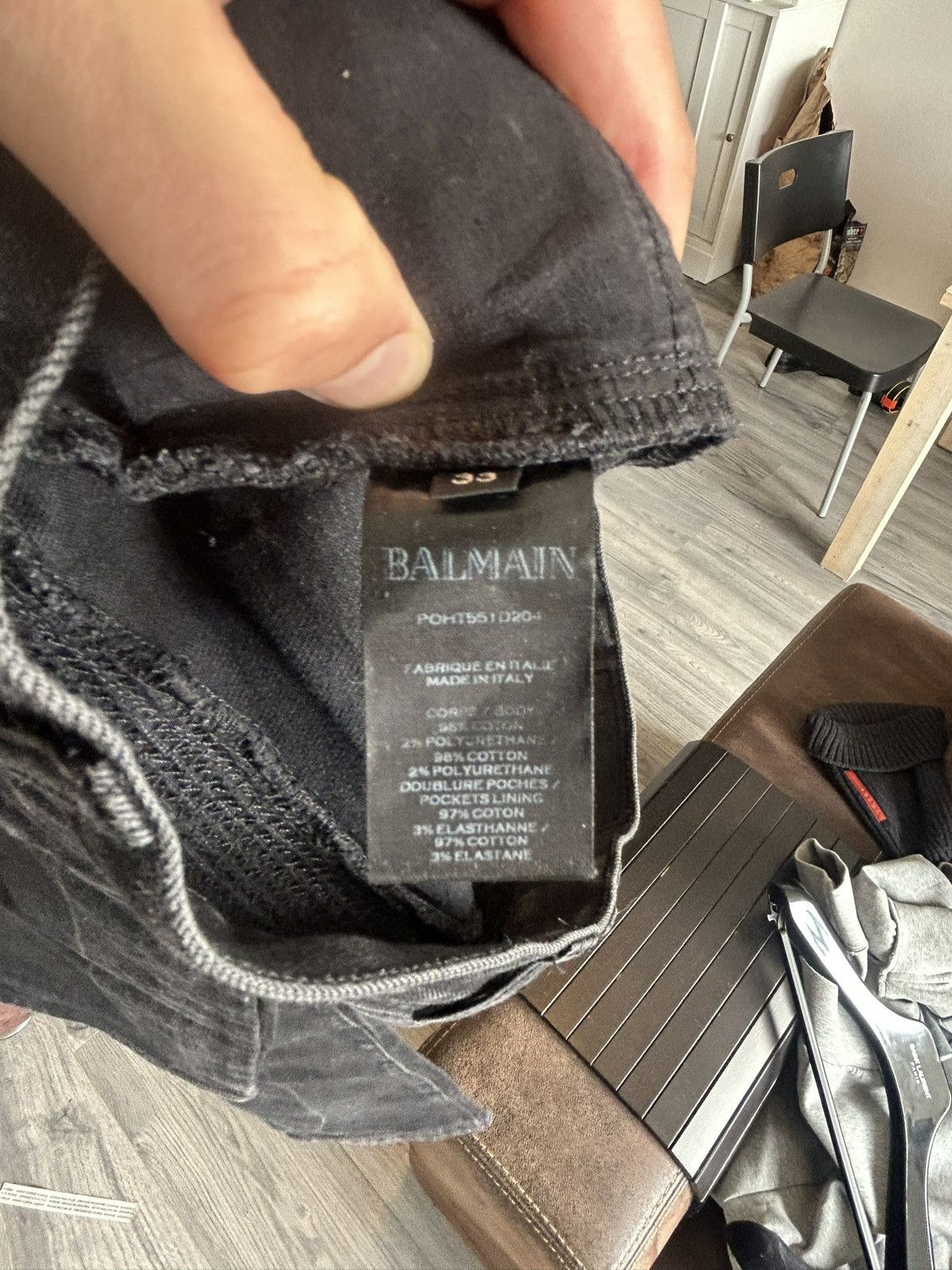Balmain Balmain Black Biker Jeans with Ribbed Panel Detailing Size US 30 / EU 46 - 13 Thumbnail