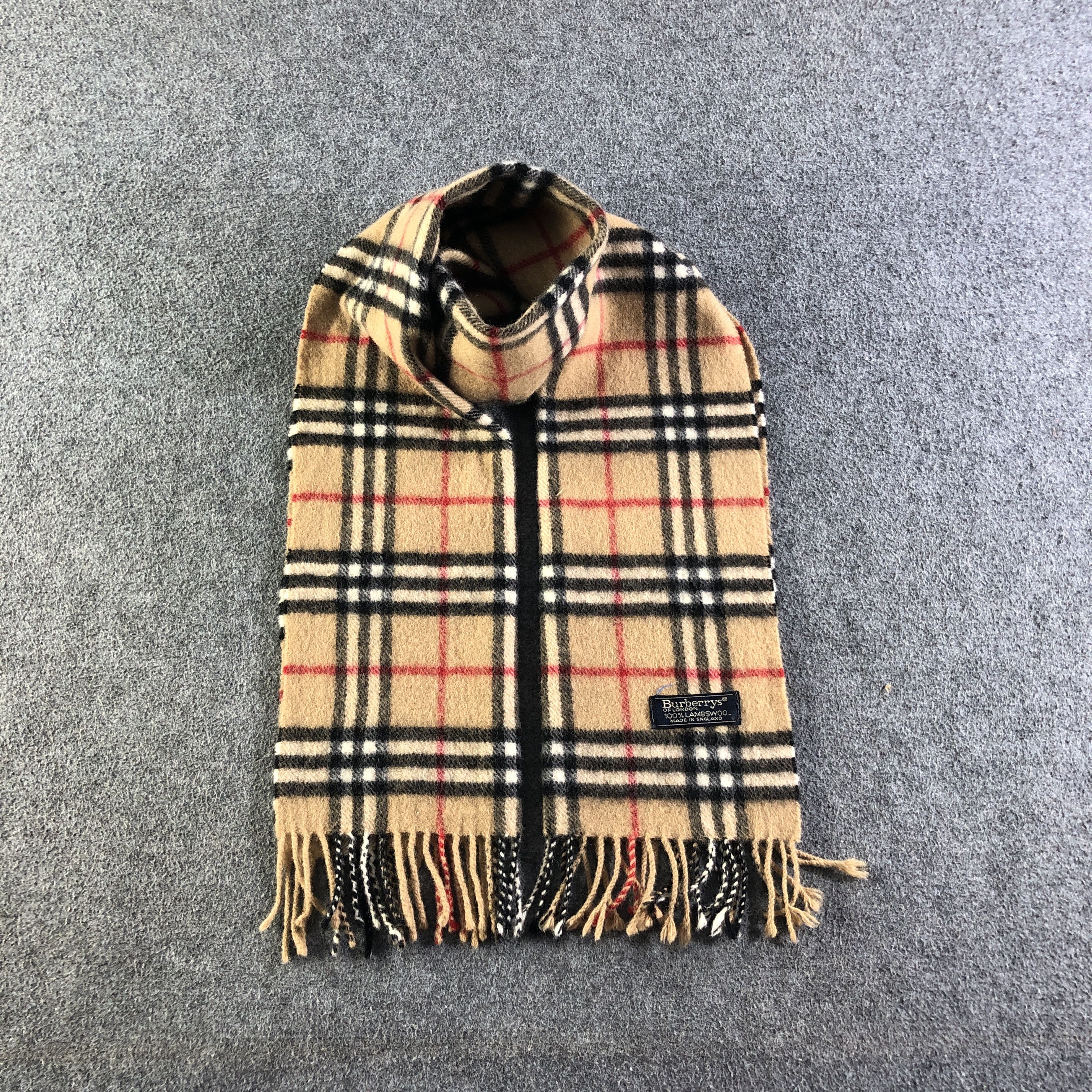 Burberry Burberrys Nova Check Tan Wool Scarf Muffler V2704 Size ONE SIZE - 1 Thumbnail