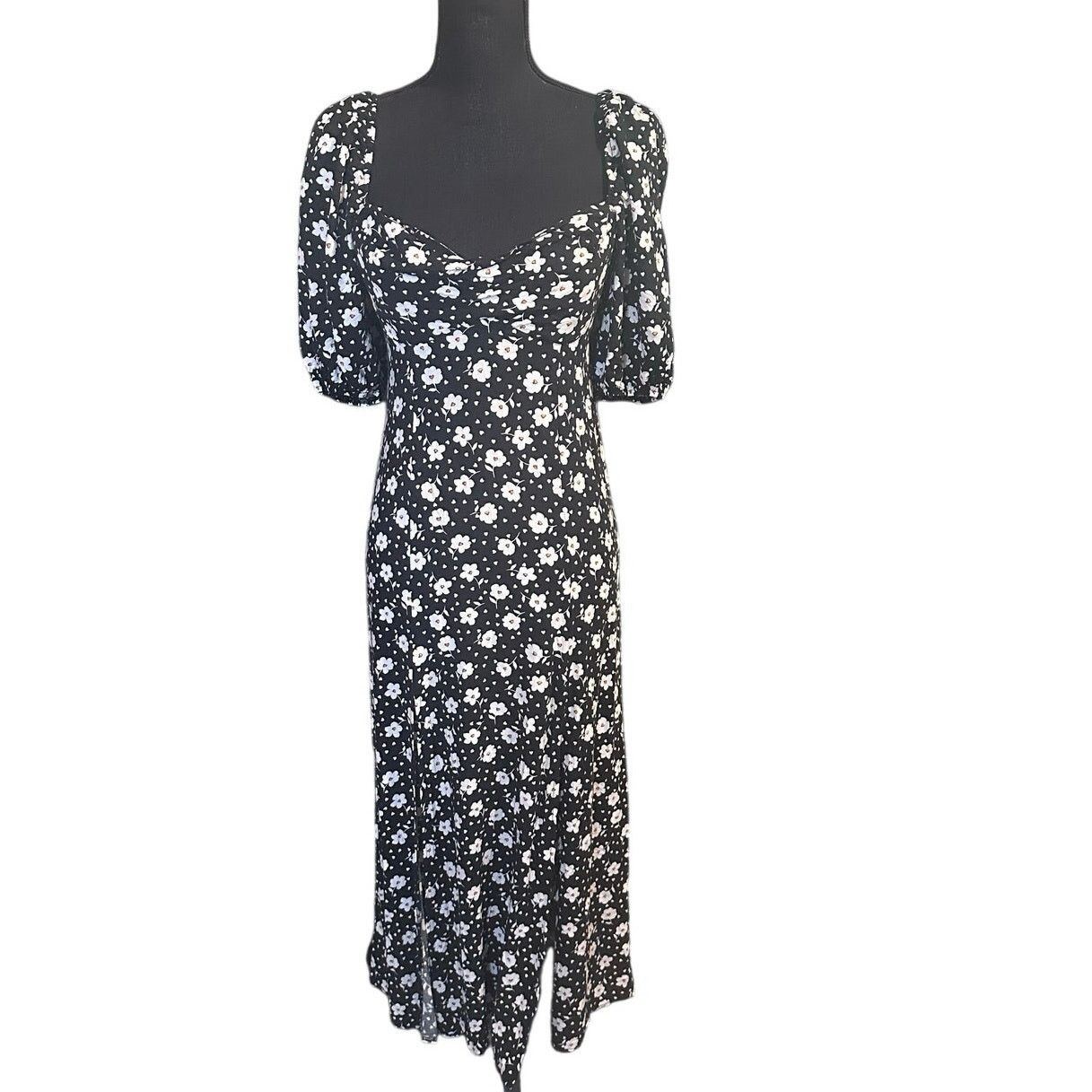 Asos ASOS Design Puff Sleeve Midi Split Dress Floral Print Size M / US 6-8 / IT 42-44 - 1 Thumbnail