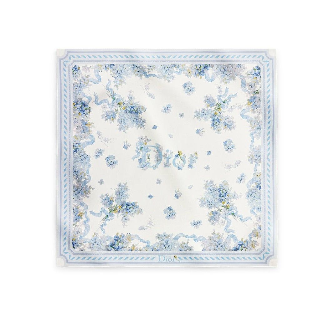 Dior DIOR White/Blue Silk Scarf New & Authentic Size ONE SIZE - 1 Preview