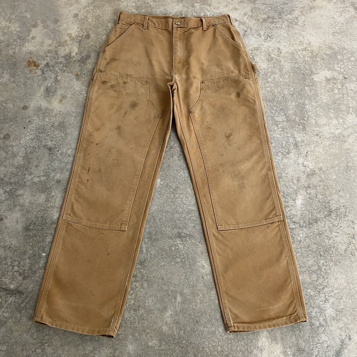 Carhartt VTG Carhartt Double Knee Faded Tan Dirty Carpenter Pants Size US 34 / EU 50 - 2 Thumbnail