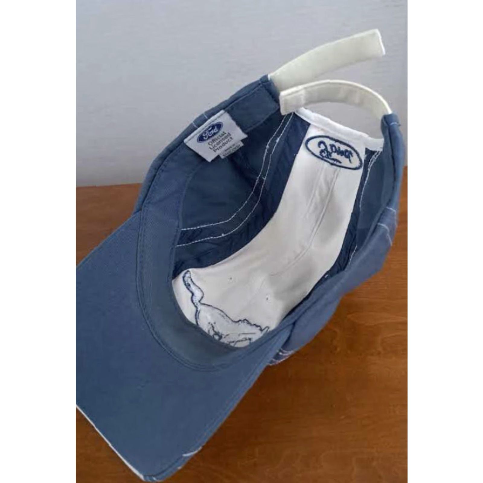 Ford VINTAGE Ford Mustang Hat Blue&White Adjustable Size Strap EUC Baseball Cap Men Adjustable Blue American Cotton Canvas Size ONE SIZE - 6 Thumbnail