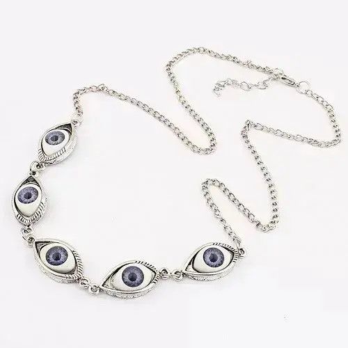 Homemade Eye Ball Chain Silver Necklace Punk Art Trippy Evil Size ONE SIZE - 1 Thumbnail