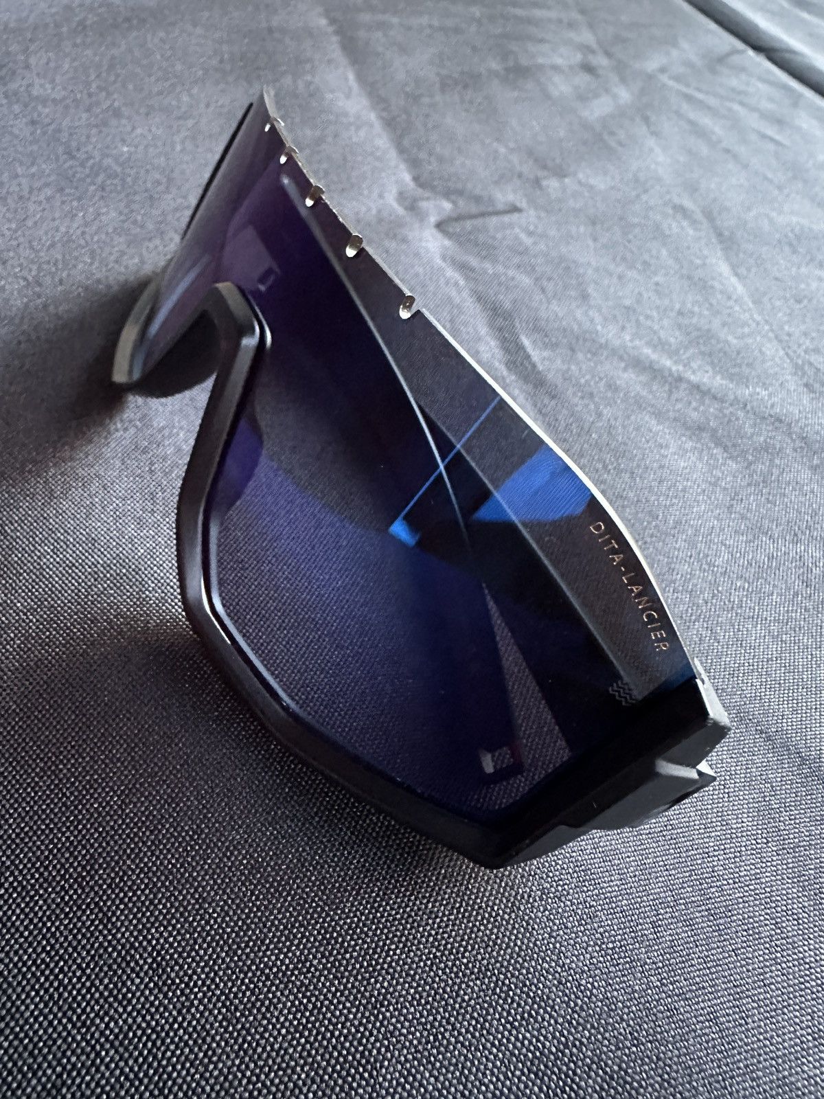 Dita DITA Lancier DLS 719 Shield Sunglasses Matte Black Blue Size ONE SIZE - 8 Thumbnail