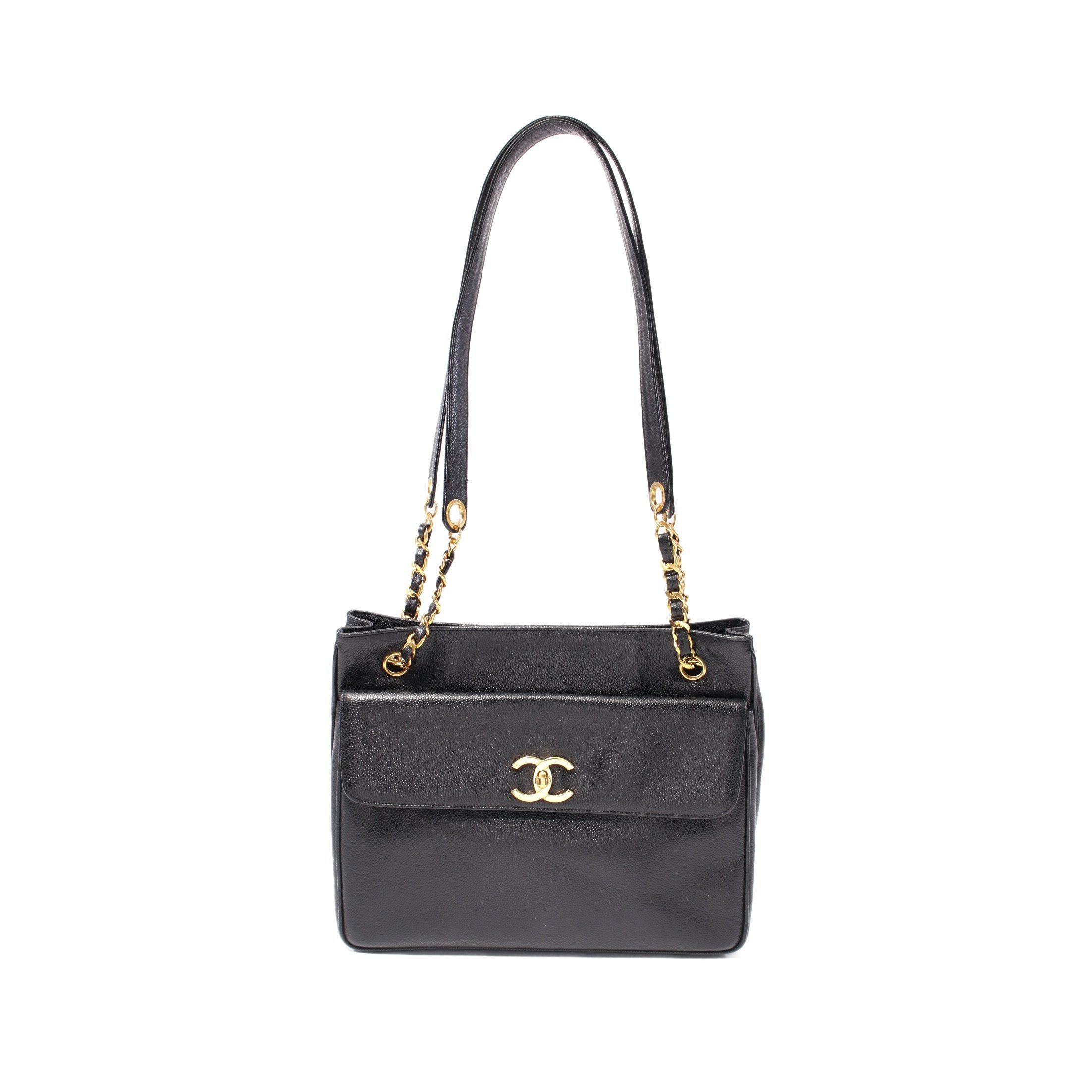 Chanel Chanel Coco Mark Chain Shoulder Bag Tote Caviar Skin Black Gold Hardware Size ONE SIZE - 1 Thumbnail
