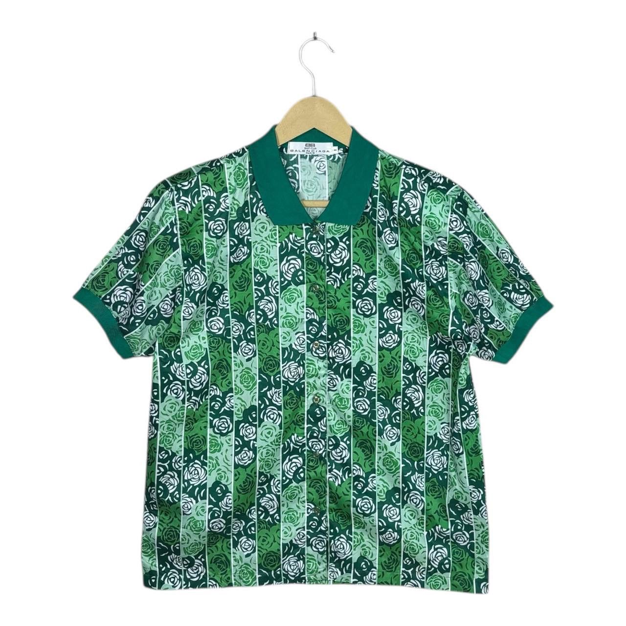 Vintage Balenciaga Golf Club Floral Shirt Green Size M