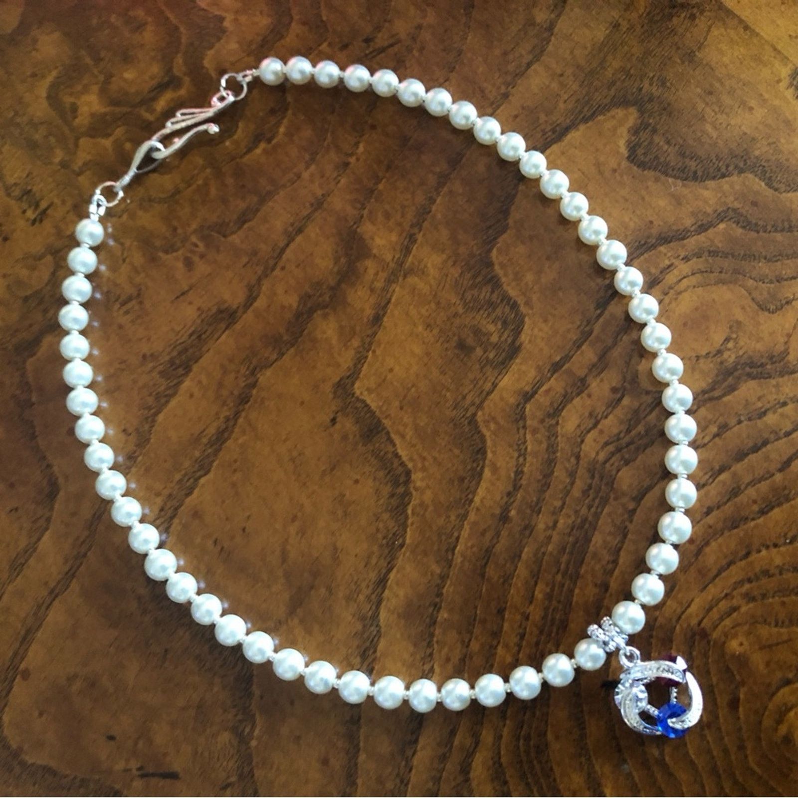 Handmade Handcrafted repurpose red white & blue stone Pearl necklace Size ONE SIZE - 11 Thumbnail