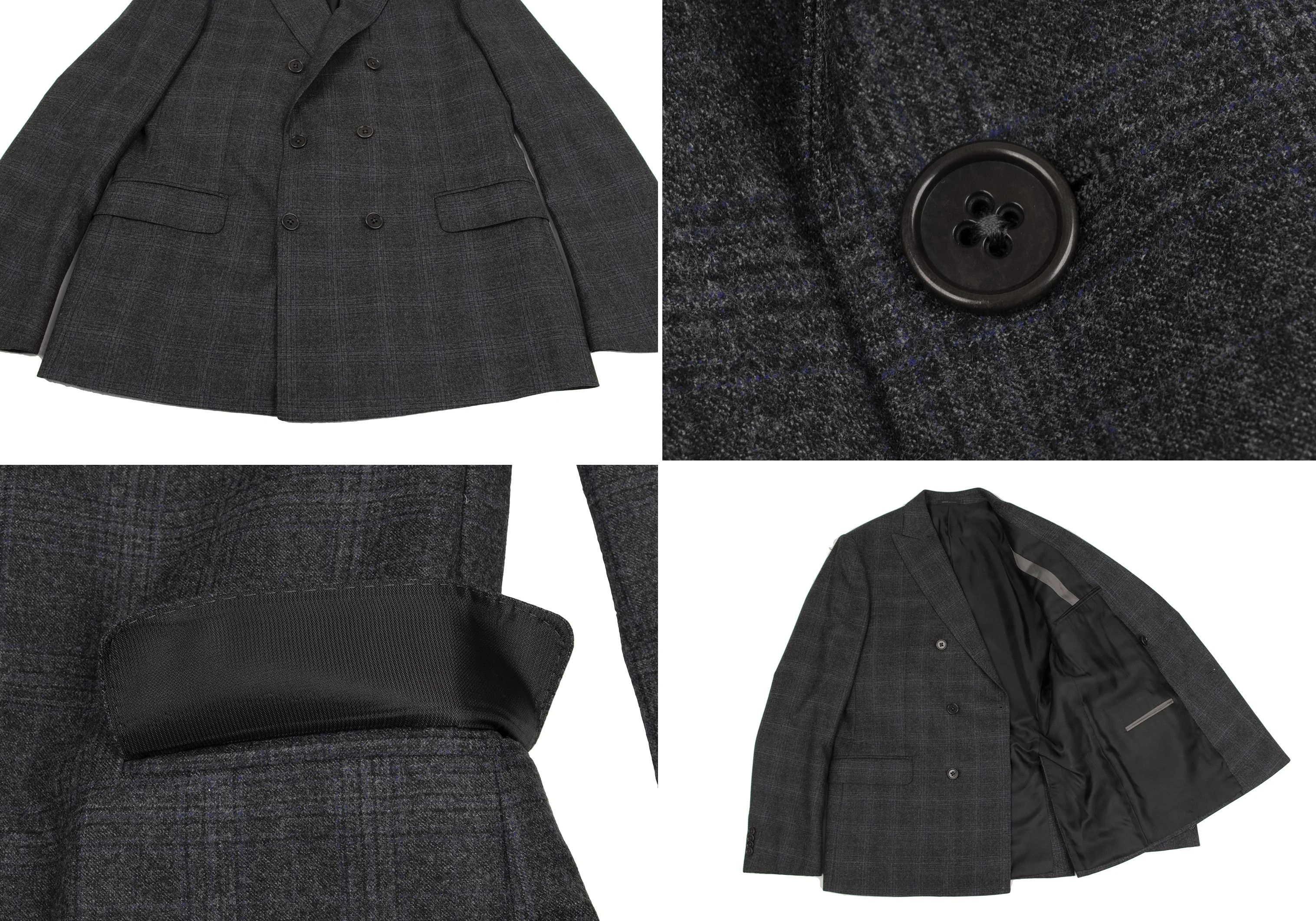 Armani Collezioni Wool Glen Check Suit Set in Charcoal Navy Size US XXS / EU 40 - 6 Thumbnail
