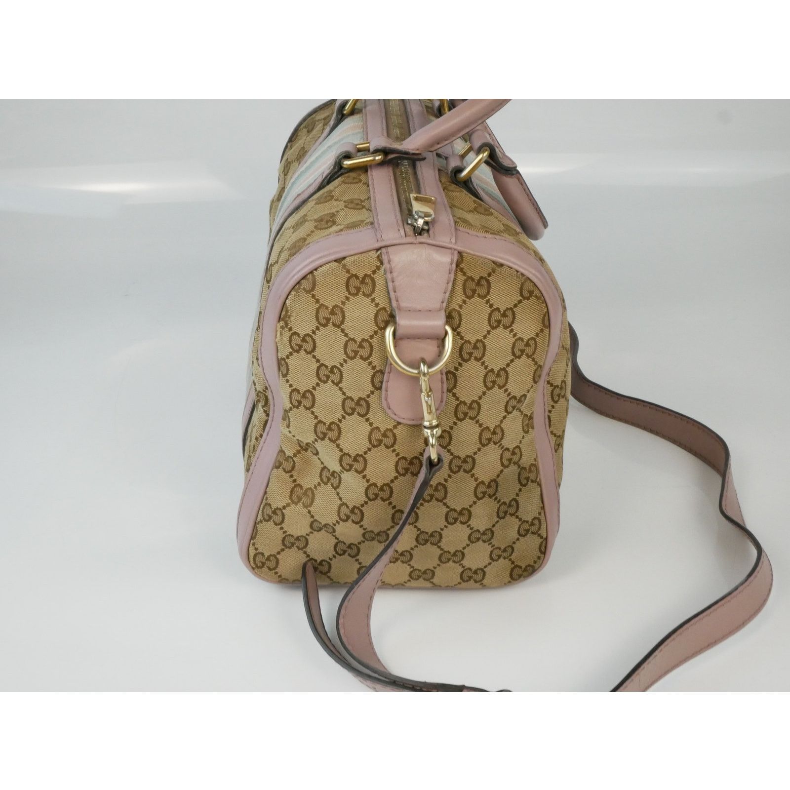 Gucci Gucci Monogram Pink Blue Web Boston Bag Size ONE SIZE - 3 Thumbnail