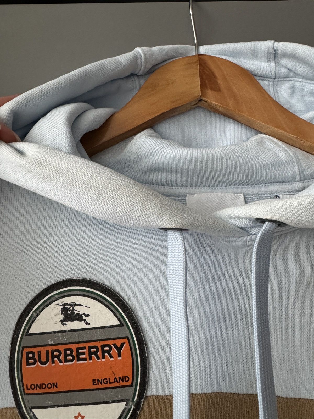 Burberry Burberry 23AW HoodiePatch Cotton Light Blue Brown Bicolor Size US XS / EU 42 / 0 - 6 Thumbnail