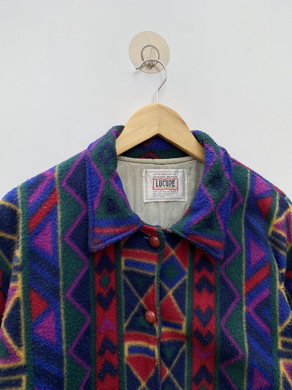 Japanese Brand Lucupe Wool Jacket Colourfull Design Size US L / EU 52-54 / 3 - 6 Thumbnail