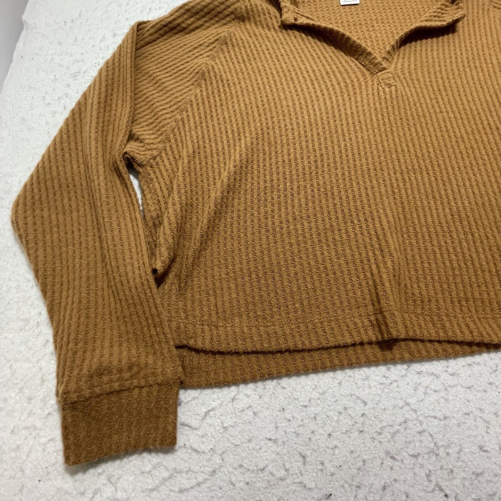 Nordstrom Abound Pullover Sweater Brown Long Sleeve Notch Neck Knit Size L / US 10 / IT 46 - 2 Thumbnail