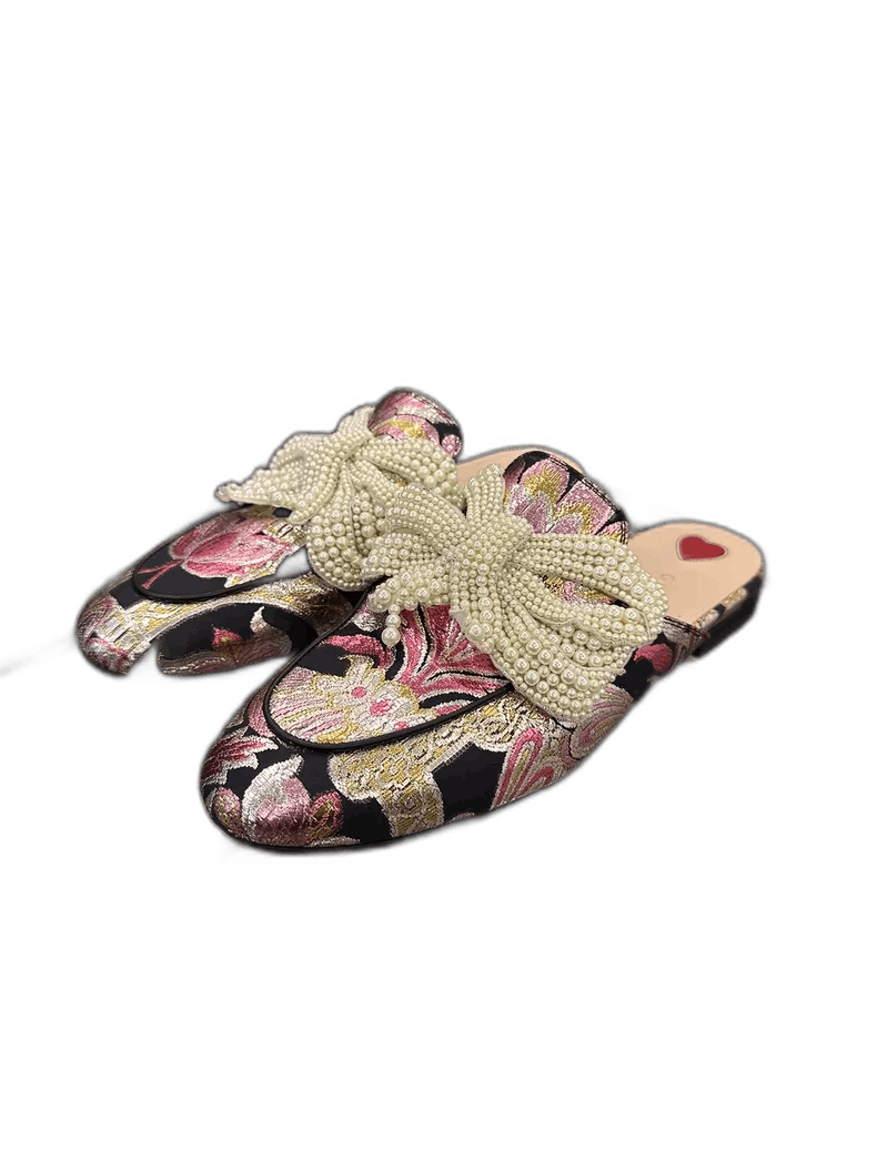 Gucci Gucci Pearl Butterfly Women's Slippers Size 37.5 Size US 7.5 / EU 40-41 - 1 Thumbnail