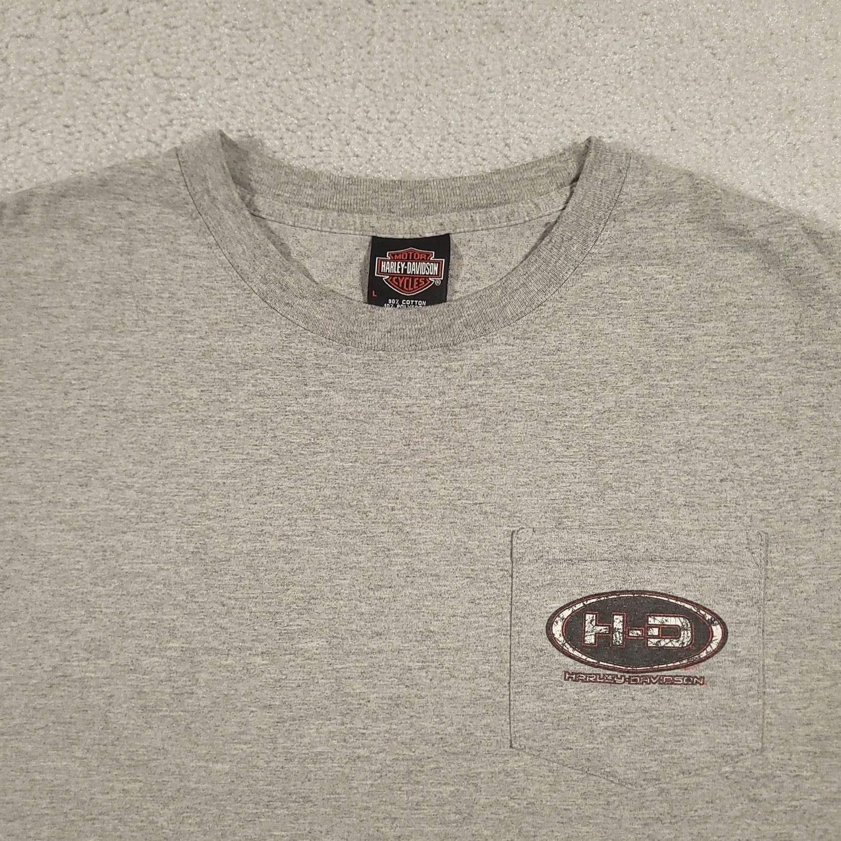 Harley Davidson Harley-Davidson Shirt Mens L Gray Pocket Tee TNT Quincy Illinois Dealer Graphic Print Crew Neck Short Sleeve Size US L / EU 52-54 / 3 - 3 Thumbnail