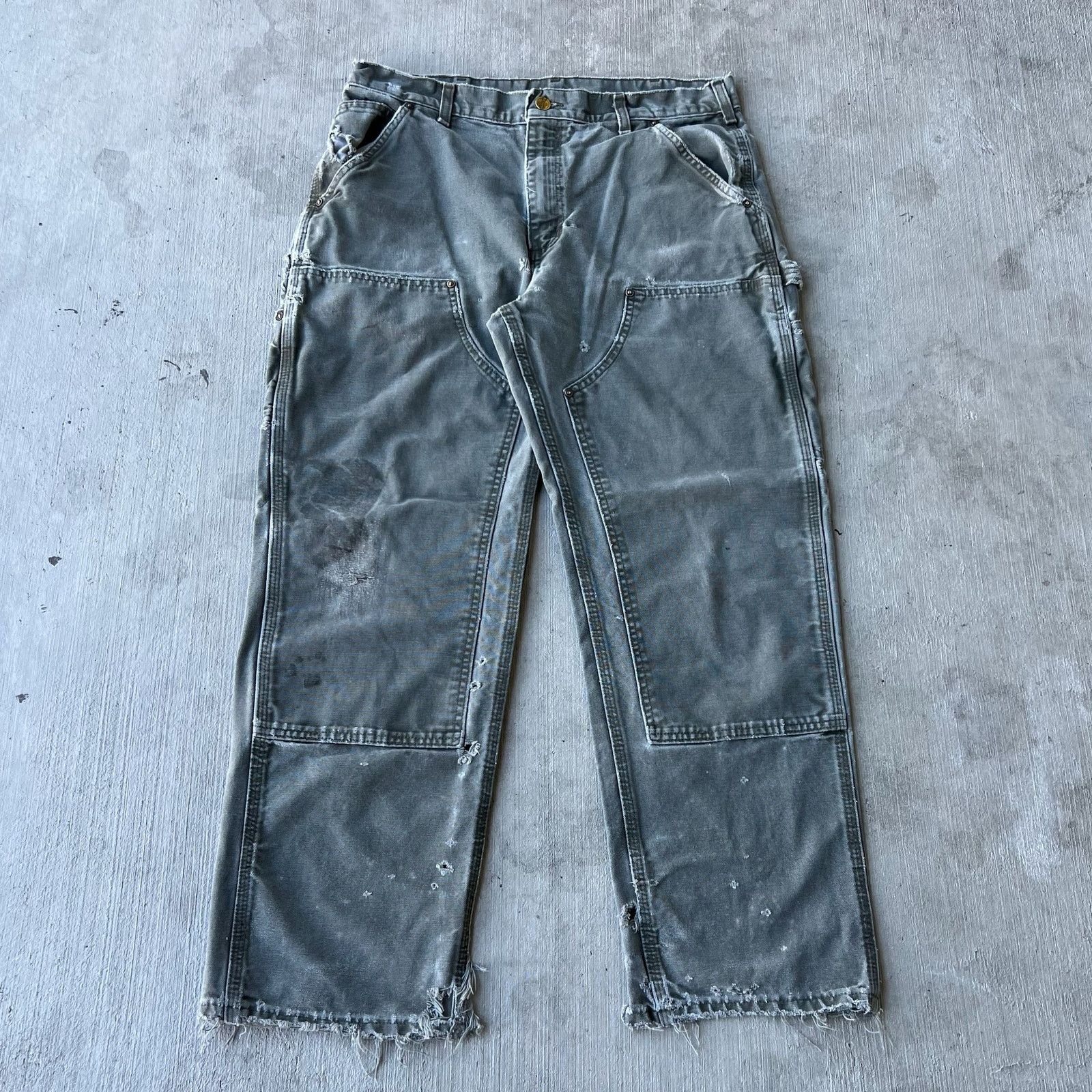 Carhartt × Vintage Carhartt faded green double knee work wear carpenter pants Size US 33 - 1 Thumbnail