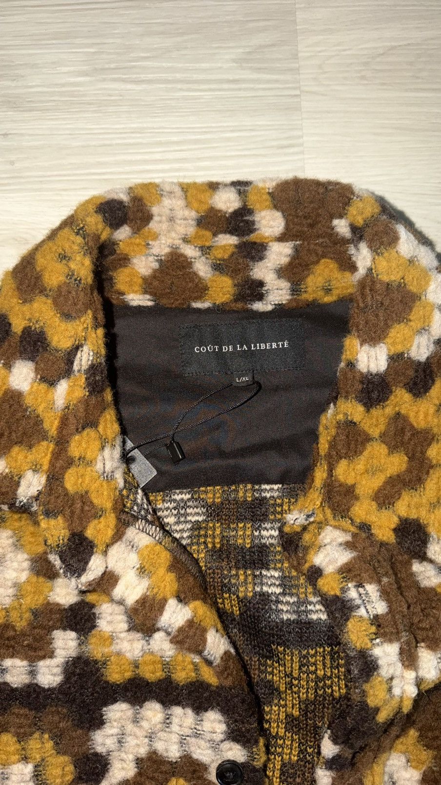 Cout de la Liberte Coût De La Liberté XL Brown Cream Gold Geometric Knit Jacket Size US XL / EU 56 / 4 - 4 Thumbnail