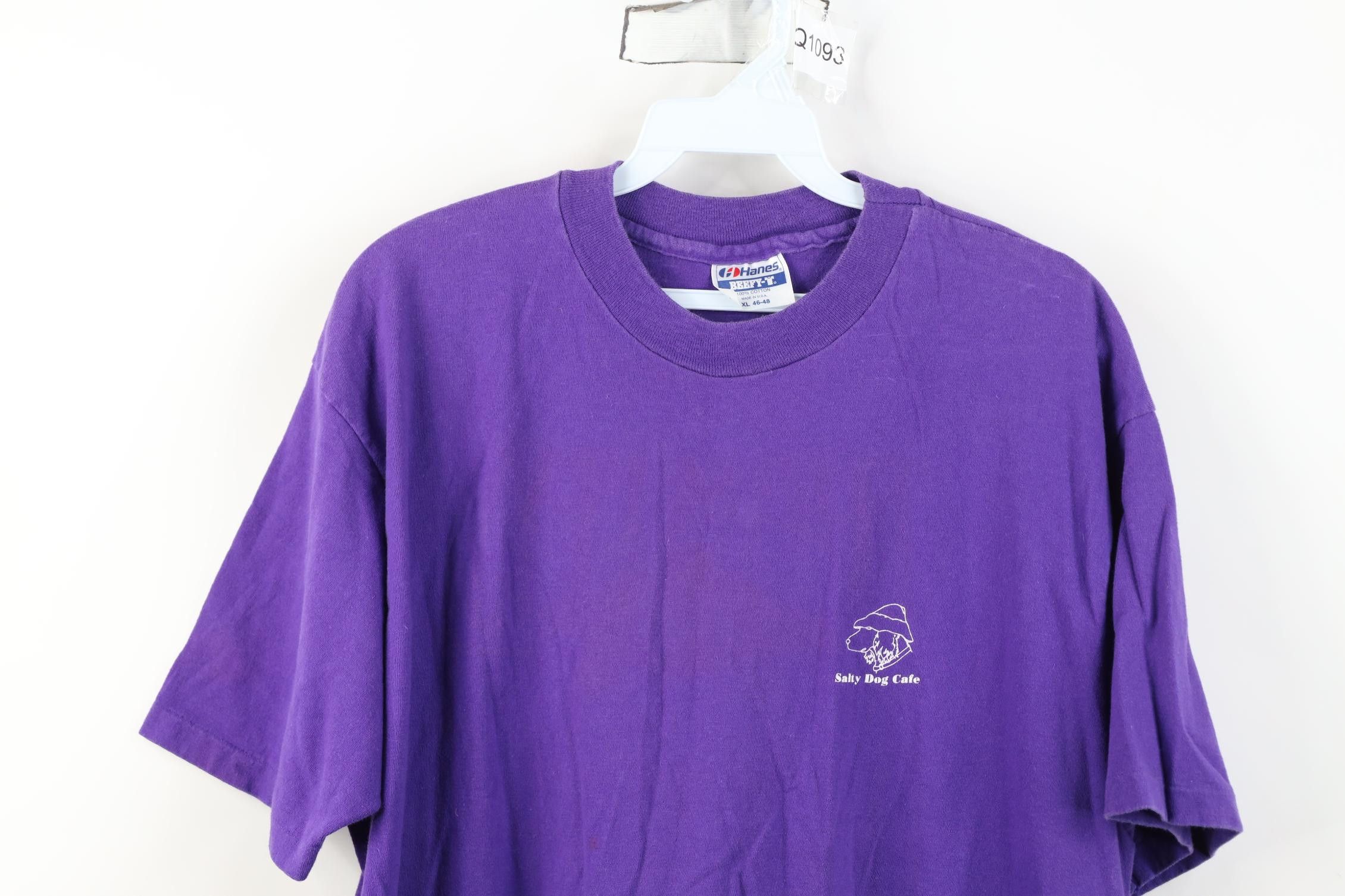 Vintage Vintage 80s Spell Out 1989 Salty Dog Cafe T-Shirt Purple USA Size US XL / EU 56 / 4 - 2 Thumbnail