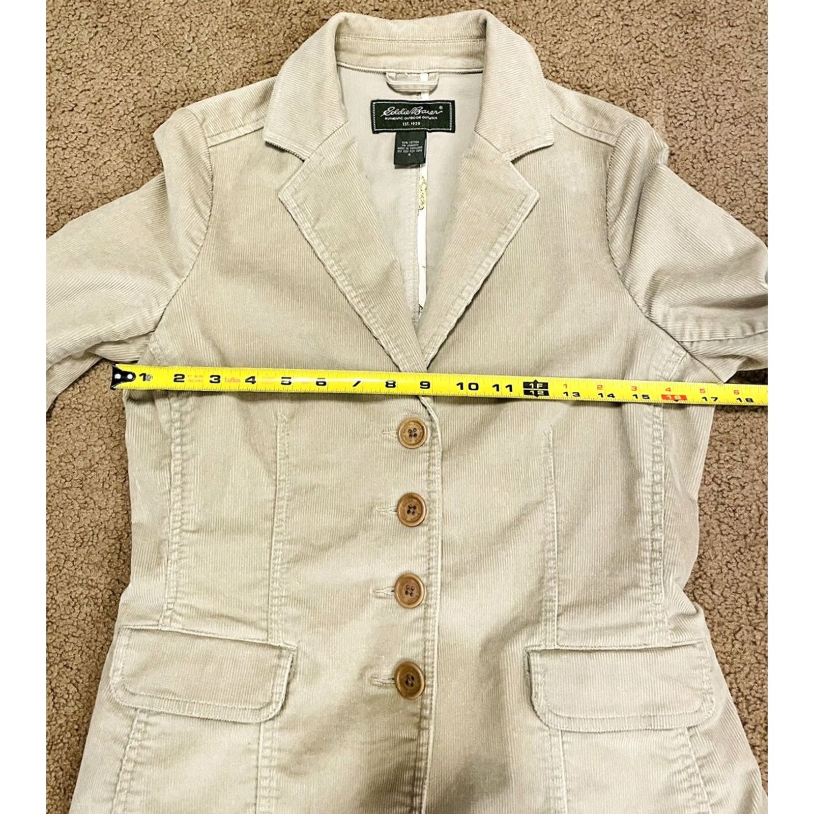 Eddie Bauer Eddie Bauer Blazer Corduroy Jacket Tan Beige Women's Size 4 Cotton Blend Pre-owned Jacket Size S / US 4 / IT 40 - 6 Thumbnail